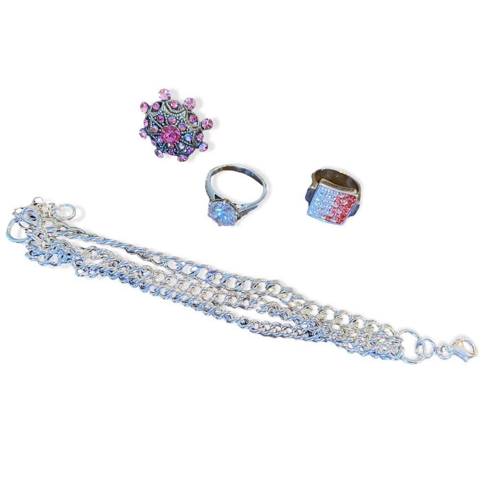 Lot of fabulous silver-tone jewelry w/ sterling silver ring
